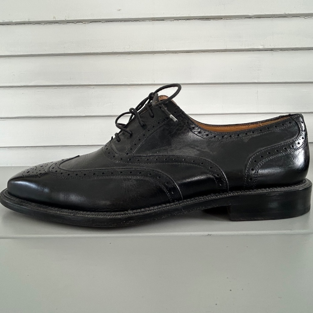 Mezlan 60's Black Leather Wingtip Shoes Sz 10M